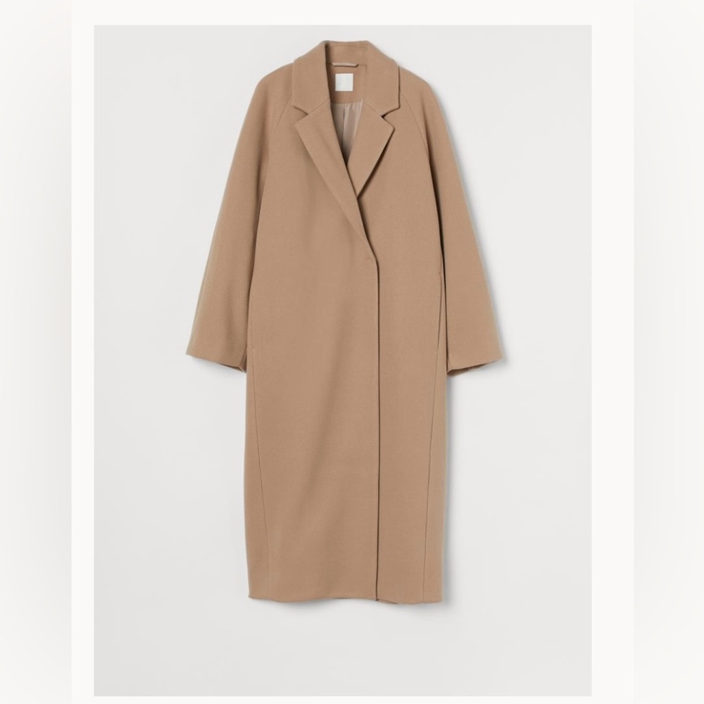 H&M long tan coat M